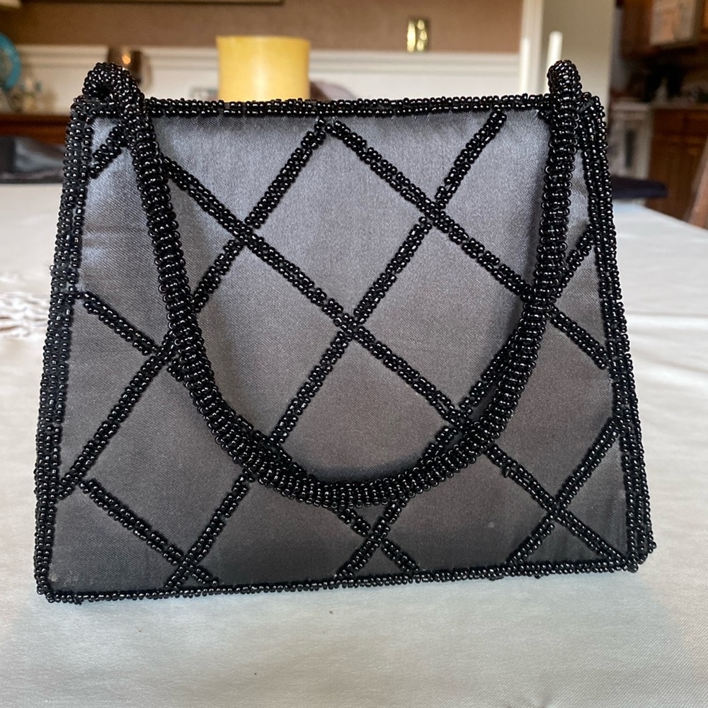 Black Beaded Party Purse